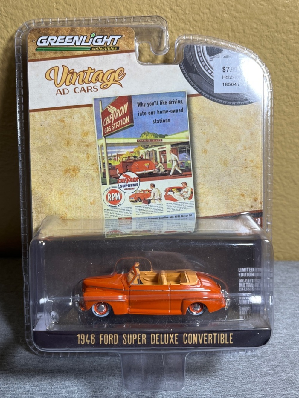 Greenline 1946 Ford Super Deluxe Convertible Orange Vintage Ad Cars 1:64